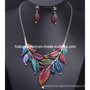 Square Stone Enamel Chain Jewelry Set (XJW13215)